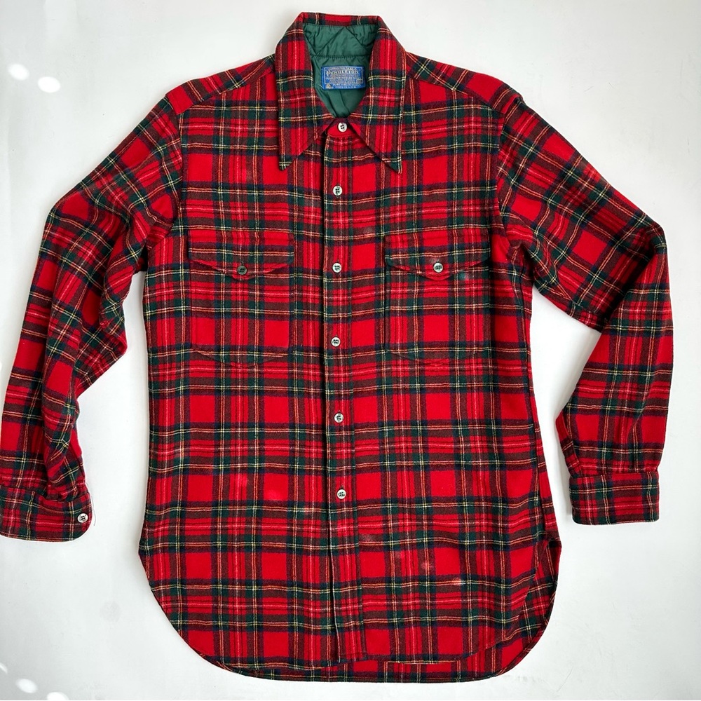 Vintage Pendleton Field Wool Shirt Red Plaid M